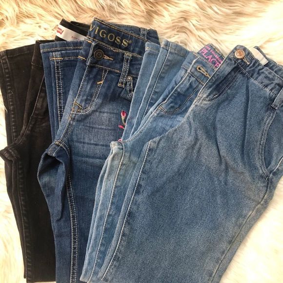 Jeans set of 4 mix brands SZ 10&12 big kids - Picture 1 of 9